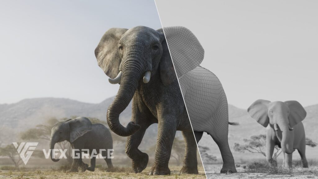 图片[2]-非洲大象绑定3D模型(Blender/ 材质贴图) | VFX Grace-CGart