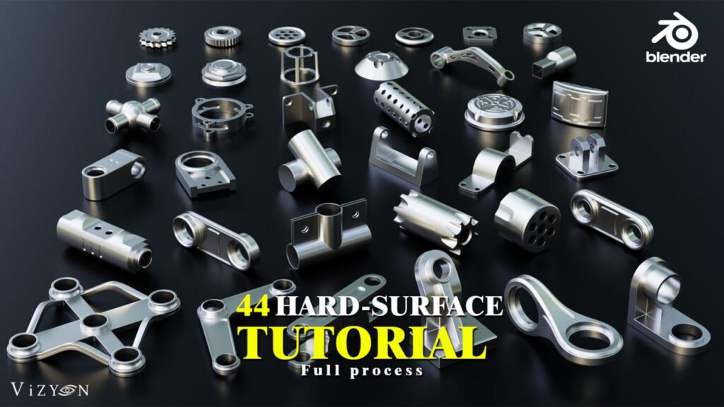 Blender零部件硬面建模教程 Artstation – 44 Hard Surface kitbash + Full process Tutorial-CGart