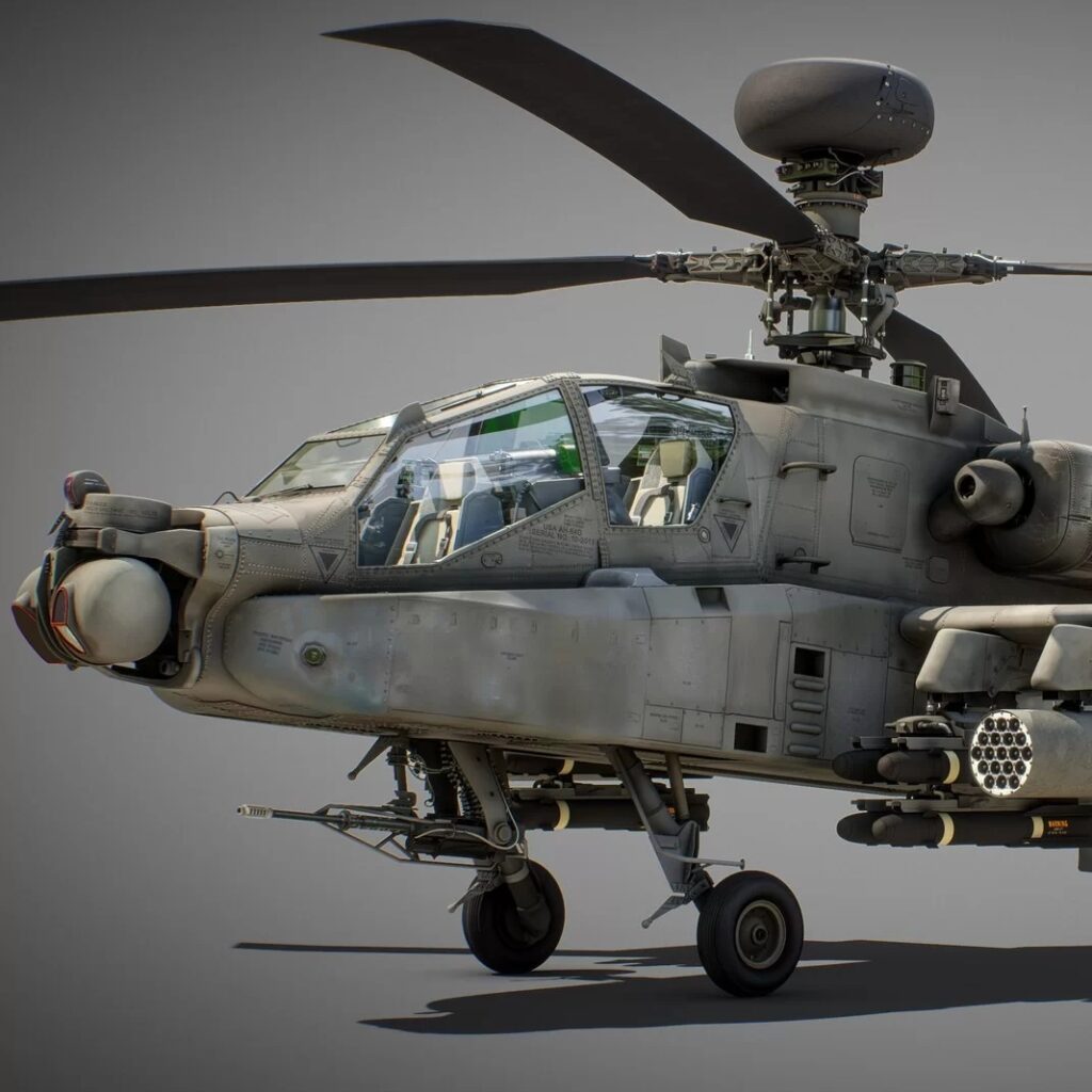 带驾驶舱的波音 AH-64D 阿帕奇长弓直升机(blend+fbx 格式)-CGart